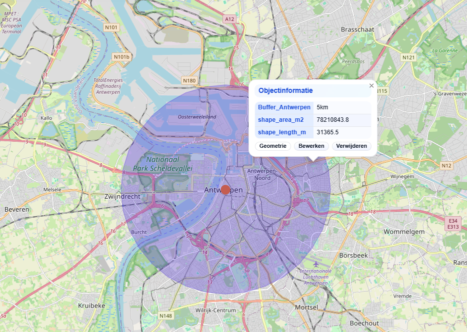 Luchtfoto met bufferzones